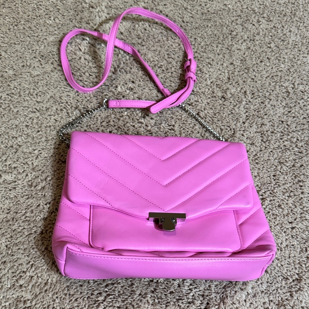 a new day Bright Pink Chevron Crossbody Bag